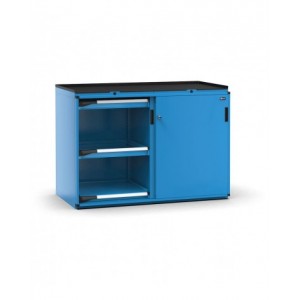 Armadietto portautensili con 2 ante scorrevoli, 4 cassetti, 2 piani estraibili, L714 x P726 x H1022 mm