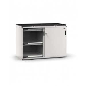 Armadietto portautensili con 2 ante scorrevoli, 4 cassetti, 2 piani estraibili, L714 x P726 x H1022 mm