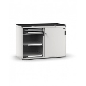 Armadietto portautensili con 2 ante scorrevoli, 4 cassetti, 4 piani estraibili, L714 x P726 x H1022 mm