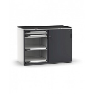 Armadietto portautensili con 2 ante scorrevoli, 4 cassetti, 4 piani estraibili, L714 x P726 x H1022 mm