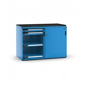 Armadietto portautensili con 2 ante scorrevoli, 4 cassetti, 4 piani estraibili, L714 x P726 x H1022 mm