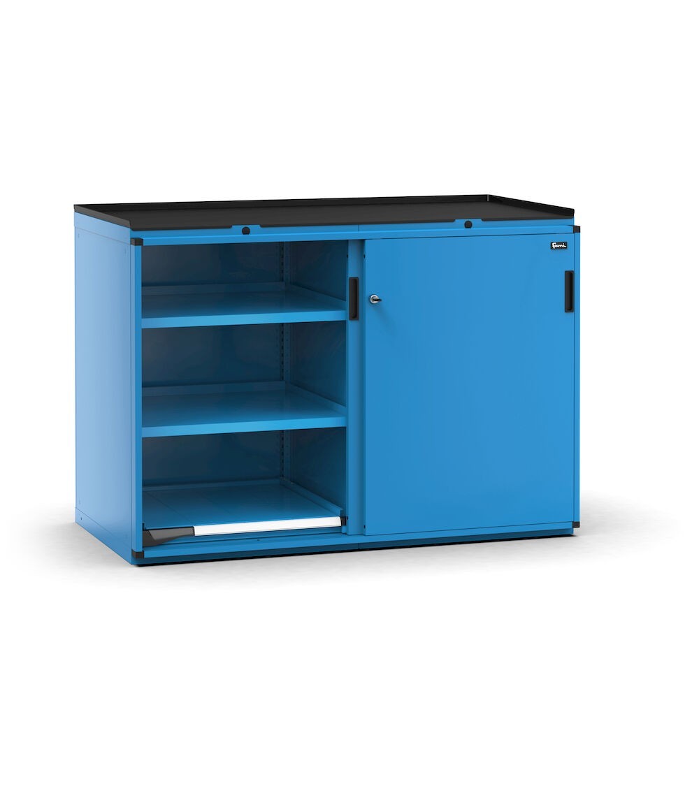 Armadietto portautensili con 2 ante scorrevoli, 2 piani estraibili, 4 piani regolabili, L714 x P726 x H1022 mm