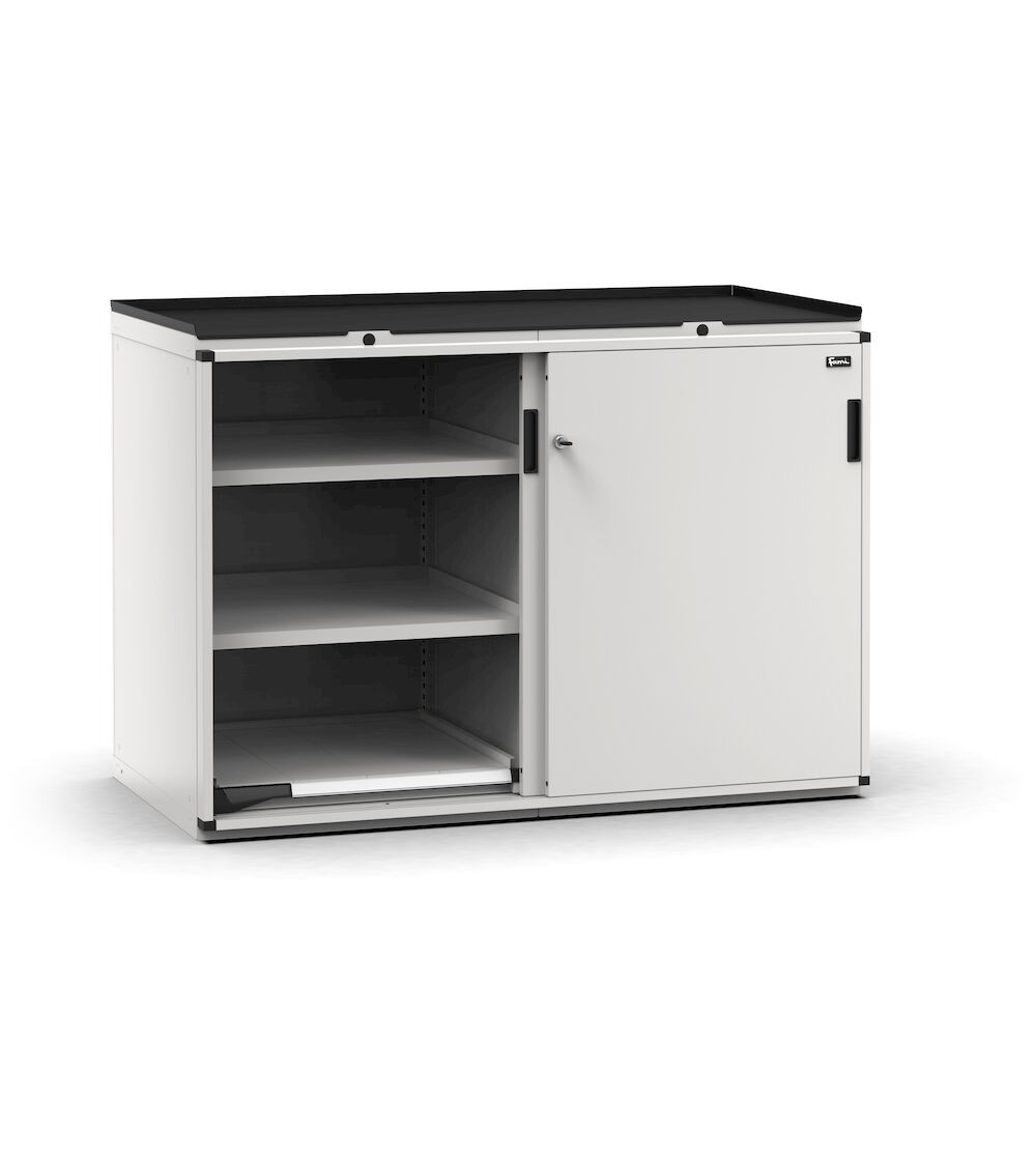 Armadietto portautensili con 2 ante scorrevoli, 2 piani estraibili, 4 piani regolabili, L714 x P726 x H1022 mm