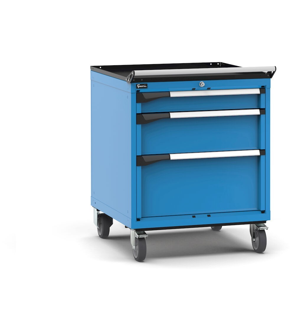 Cassettiera porta attrezzi con ruote, 3 cassetti 1x100 1x200 1x300, L714 x P726 x H922 mm