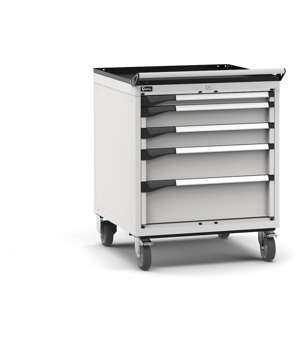 Cassettiera porta attrezzi con ruote, 5 cassetti  1x50 2x100 1x150 1x200, L714 x P726 x H922 mm