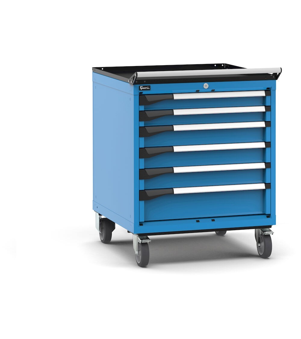 Cassettiera porta attrezzi con ruote, 6 cassetti 2x75 3x100 1x150, L714 x P726 x H922 mm