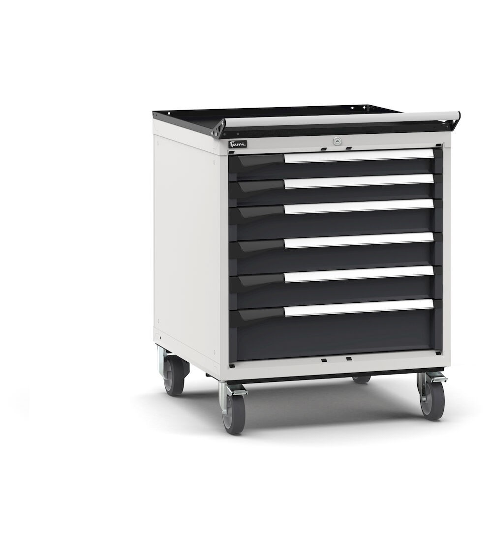 Cassettiera porta attrezzi con ruote, 6 cassetti 2x75 3x100 1x150, L714 x P726 x H922 mm