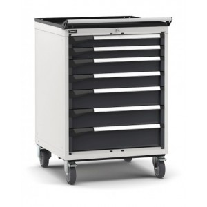 Cassettiera porta attrezzi con ruote, 7 cassetti 2x75 2x100 2x125 1x150, L714 x P726 x H1072 mm