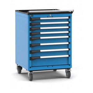 Cassettiera porta attrezzi con ruote, 8 cassetti 4x75 3x100 1x150, L714 x P726 x H1072 mm