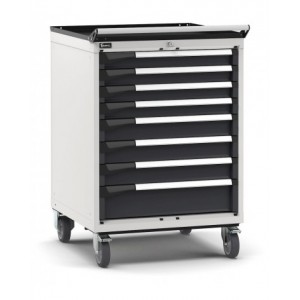 Cassettiera porta attrezzi con ruote, 8 cassetti 4x75 3x100 1x150, L714 x P726 x H1072 mm