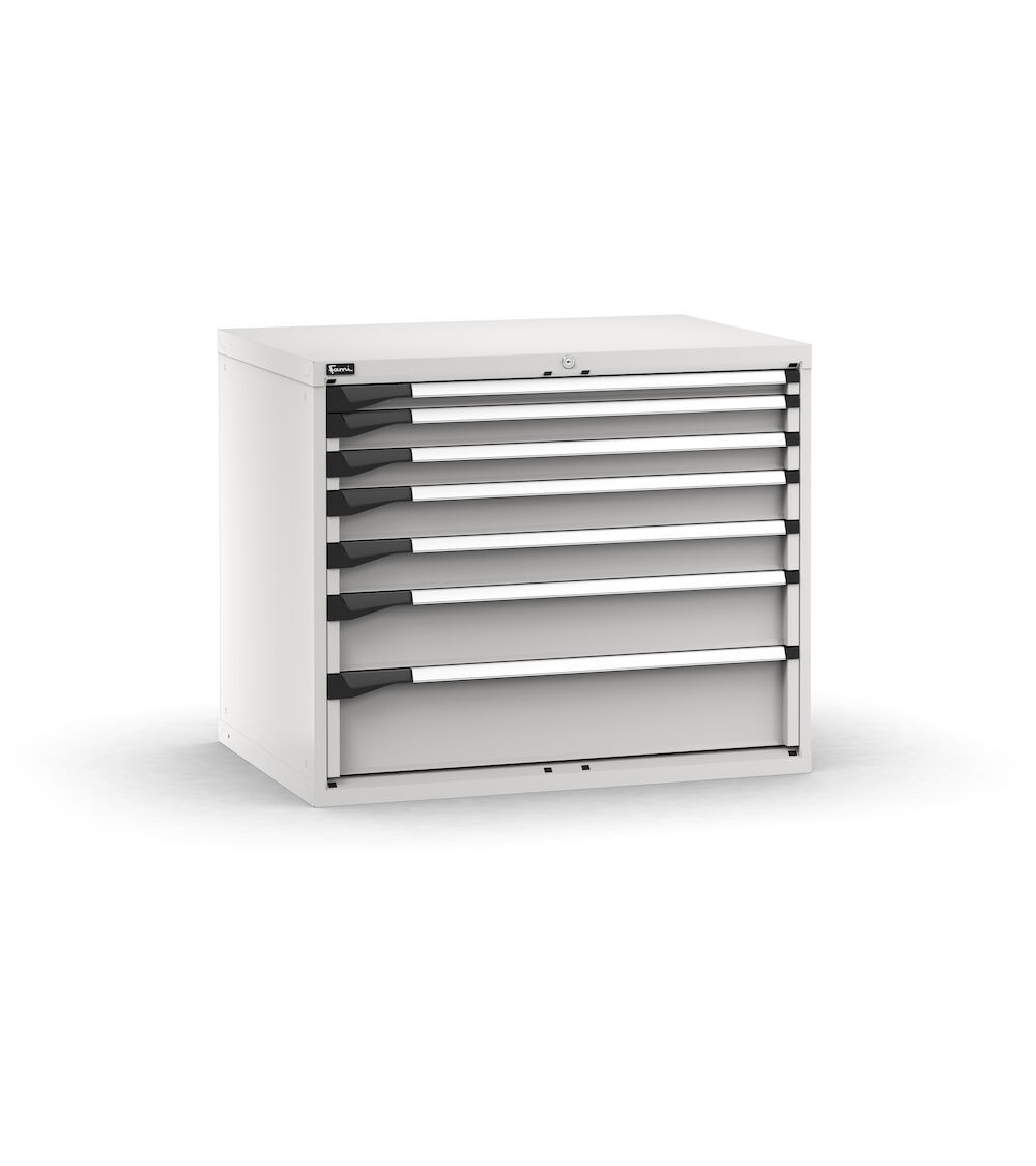 Blocco cassettiera da banco, 7 cassetti 1x50 2x75 2x100 1x150 1x200, L1020 x P726 x H850 mm