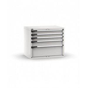 Blocco cassettiera da banco, 5 cassetti 3x100 1x150 1x300, L1020 x P726 x H850 mm