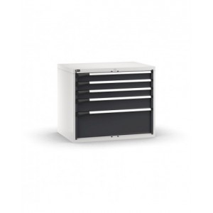 Blocco cassettiera da banco, 5 cassetti 3x100 1x150 1x300, L1020 x P726 x H850 mm