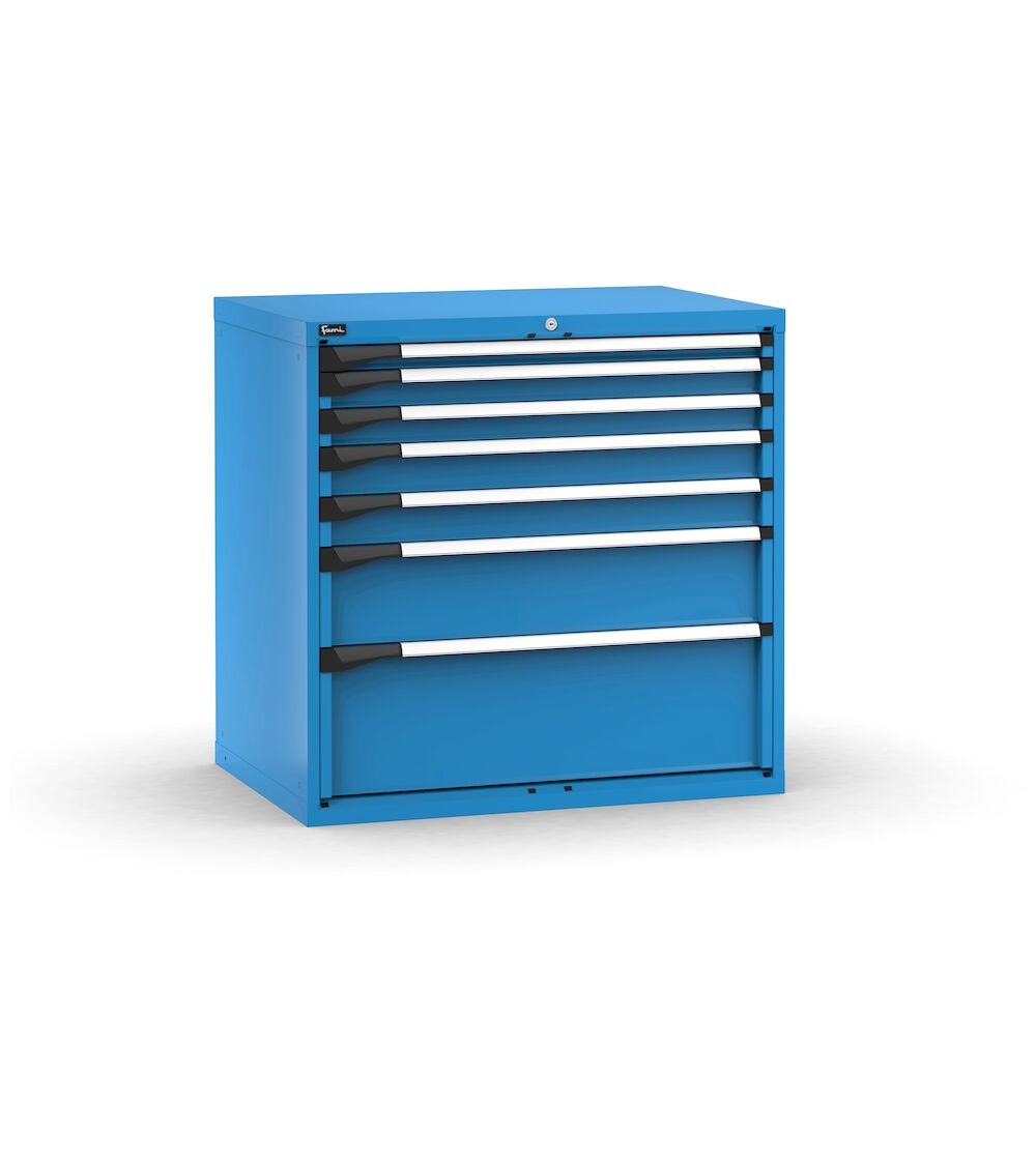 Cassettiera porta attrezzi, 7 cassetti 1x50 2x75 2x100 1x200 1x300, L1020 x P726 x H1000 mm