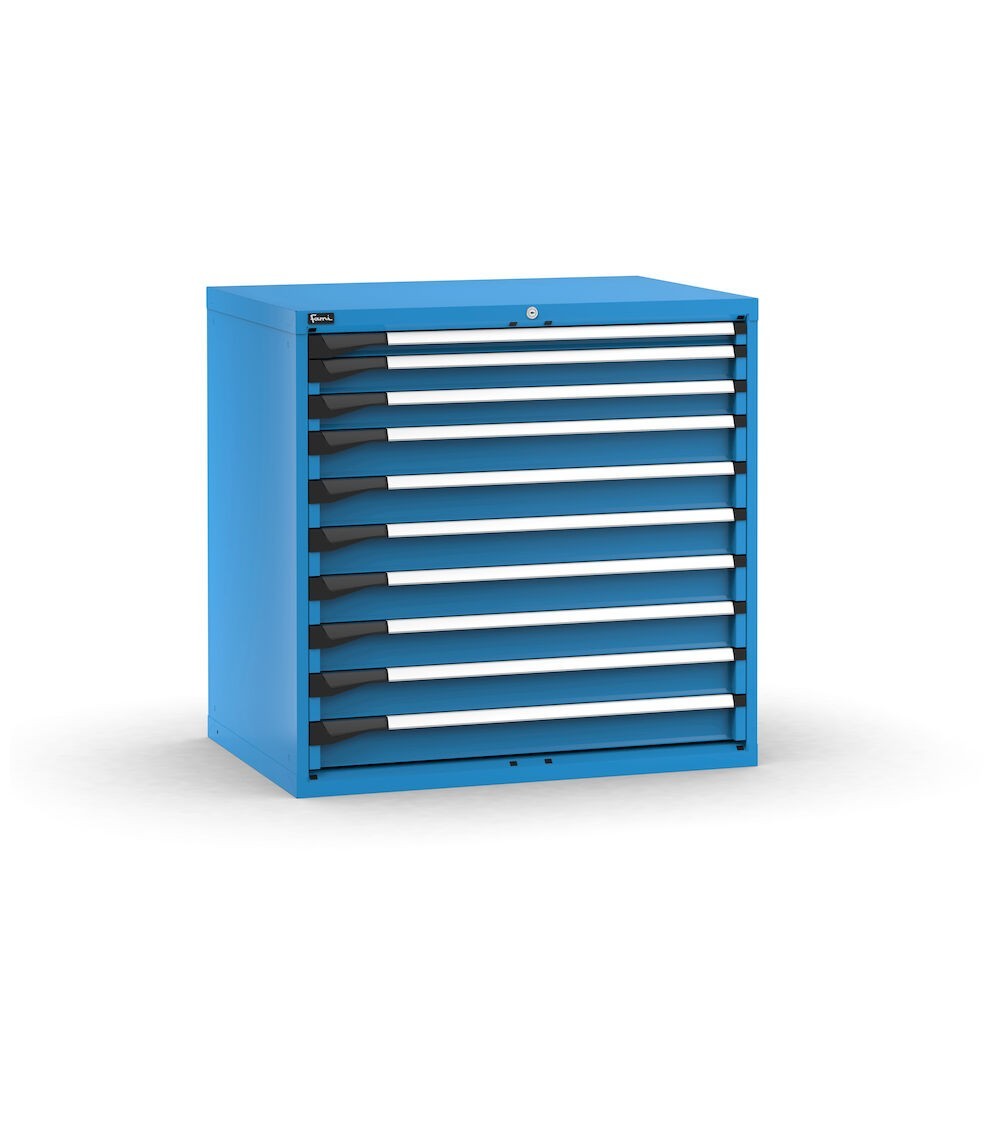 Cassettiera porta attrezzi, 10 cassetti 1x50 2x75 7x100, L1020 x P726 x H1000 mm