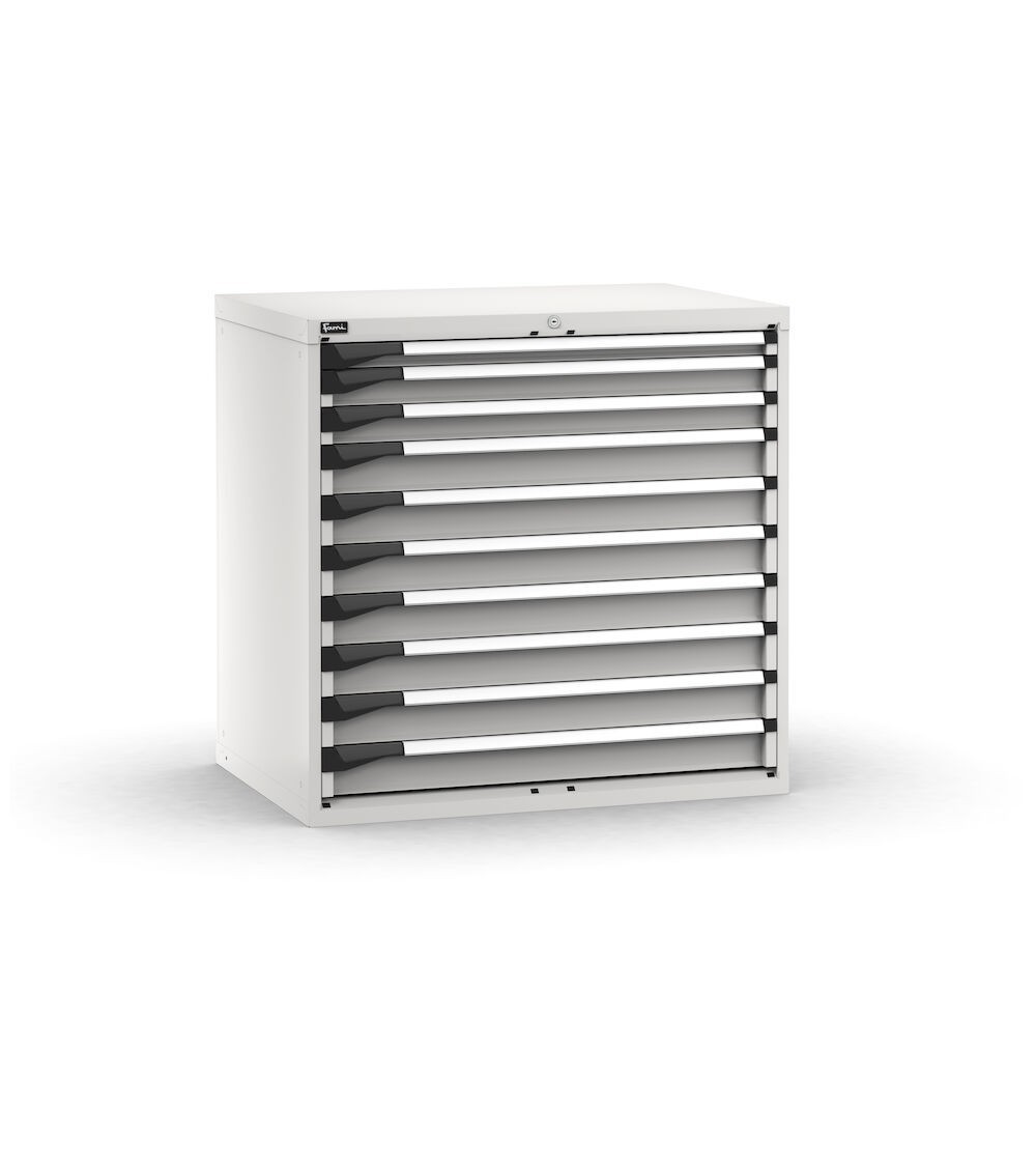 Cassettiera porta attrezzi, 10 cassetti 1x50 2x75 7x100, L1020 x P726 x H1000 mm