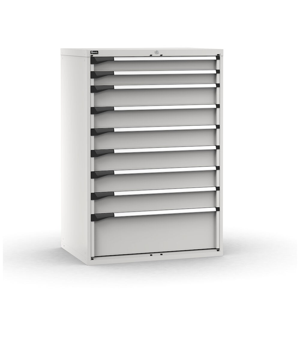 Cassettiera porta attrezzi, 9 cassetti 2x100 6x150 1x300, L1020 x P726 x H1500 mm