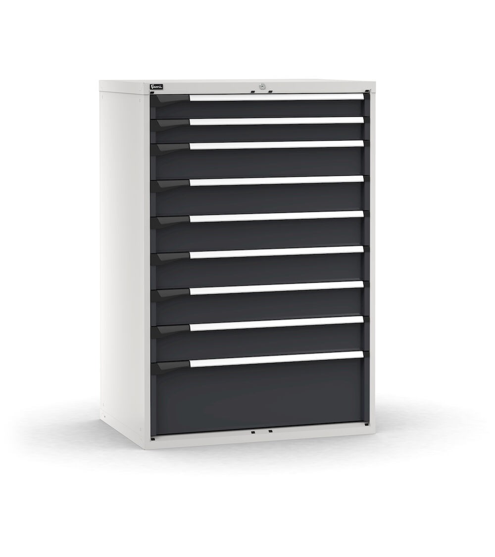 Cassettiera porta attrezzi, 9 cassetti 2x100 6x150 1x300, L1020 x P726 x H1500 mm