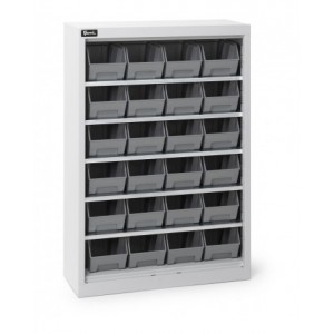 Armadio portacontenitori senza porte a battente, 5 piani e 24 contenitori Picking Box Air mis. 2, H 1001 mm, grigio chiaro