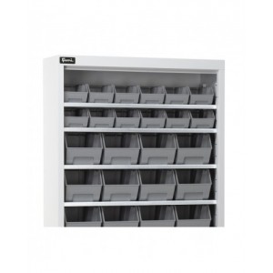 Armadio portacontenitori senza porte a battente, 5 piani e 24 contenitori Picking Box Air mis. 2, H 1001 mm, grigio chiaro
