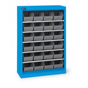 Armadio portacontenitori senza porte a battente, 5 piani e 24 contenitori Picking Box Air mis. 2, H 1001 mm, blu