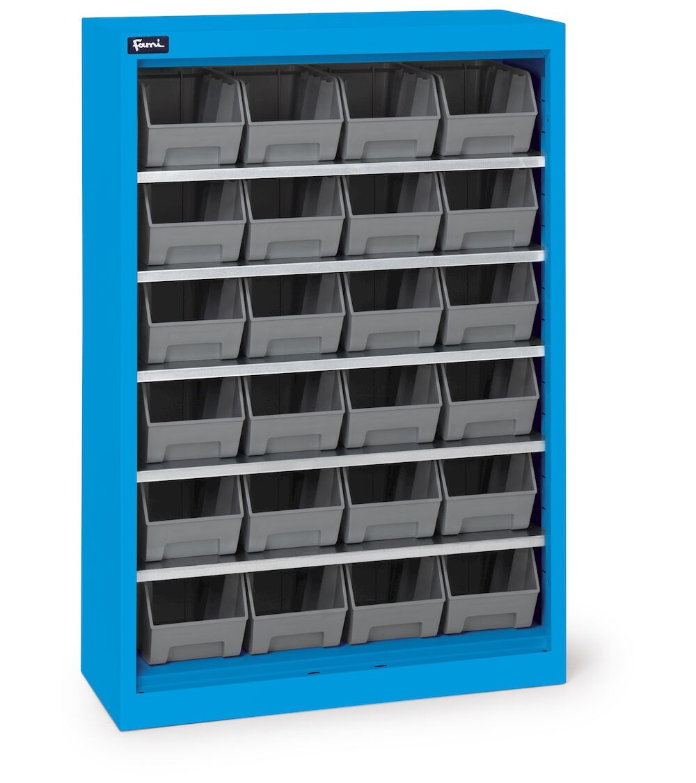 Armadio portacontenitori senza porte a battente, 5 piani e 24 contenitori Picking Box Air mis. 2, H 1001 mm, blu