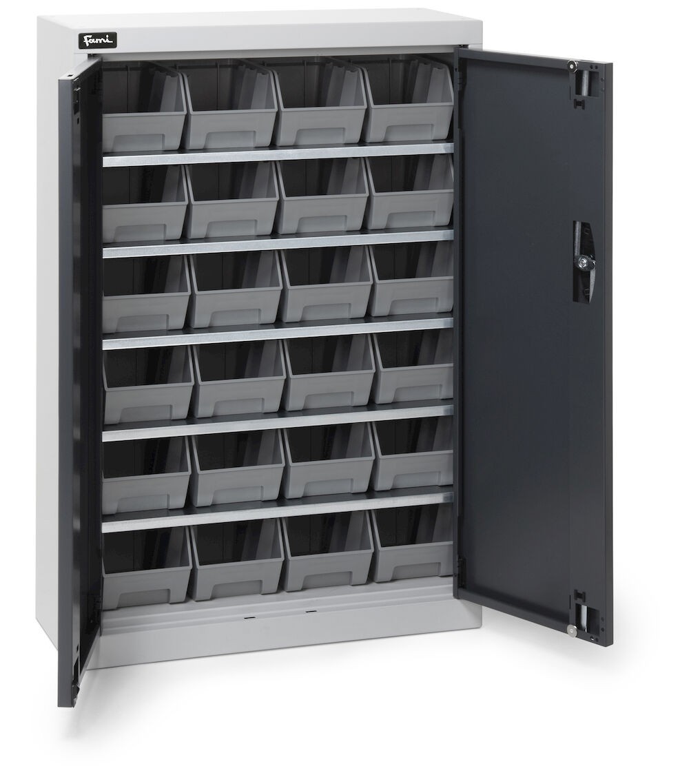 Armadio portacontenitori a battente, 5 piani e 24 contenitori Picking Box Air mis. 2, H 1001 mm, grigio chiaro e antracite