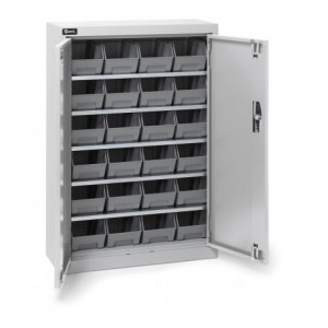 Armadio portacontenitori a battente, 5 piani e 24 contenitori Picking Box Air mis. 2, H 1001 mm, grigio chiaro