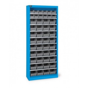 Armadio portacontenitori senza porte a battente, 10 piani e 48 contenitori Picking Box Air mis. 1/2, H 1651 mm, blu