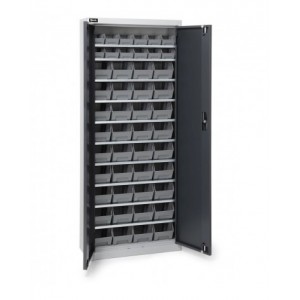 Armadio portacontenitori a battente, 10 piani e 48 contenitori Picking Box Air mis. 1/2, H 1651 mm, grigio chiaro e antracite