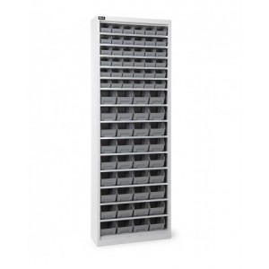 Armadio portacontenitori senza porte a battente, 14 piani e 72 contenitori Picking Box Air mis. 1/2, H 1651 mm, grigio chiaro