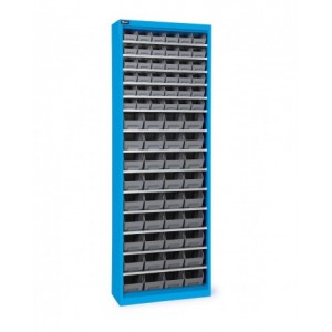 Armadio portacontenitori senza porte a battente, 14 piani e 72 contenitori Picking Box Air mis. 1/2, H 1651 mm, blu