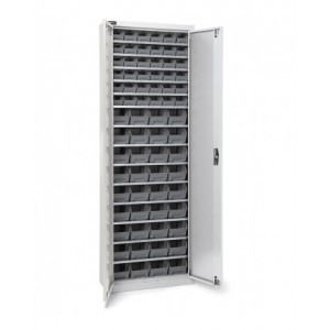 Armadio portacontenitori a battente, 14 piani e 72 contenitori Picking Box Air mis. 1/2, H 1651 mm, grigio chiaro