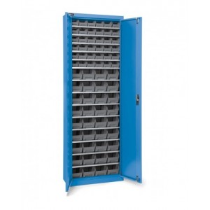 Armadio portacontenitori a battente, 14 piani e 72 contenitori Picking Box Air mis. 1/2, H 1651 mm, blu