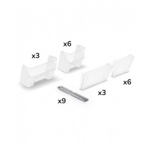 Kit 9 guide con divisori e frontalini per contenitori RK Box Air per scaffale a 4 piani