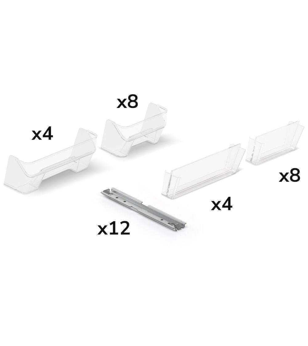 Kit 12 guide con divisori e frontalini per contenitori RK Box Air per scaffale a 5 piani