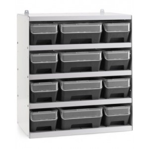 Scaffale a 5 ripiani grigio chiaro con 12 contenitori RK Box Air antracite, L496 x P304 x H546 mm