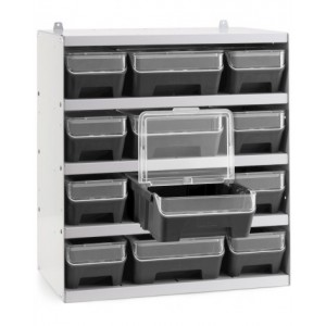 Scaffale a 5 ripiani grigio chiaro con 12 contenitori RK Box Air antracite, L496 x P304 x H546 mm