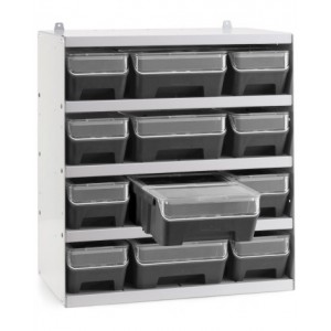 Scaffale a 5 ripiani grigio chiaro con 12 contenitori RK Box Air antracite, L496 x P304 x H546 mm