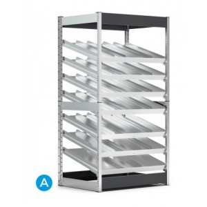 Scaffalatura kanban con 7 piani inclinati e separatori, L1057 x P521 x H2016 mm