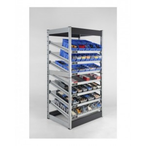 Scaffalatura kanban con 7 piani inclinati e separatori, L1057 x P621 x H2016 mm