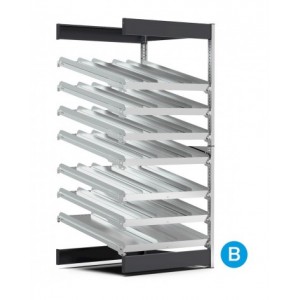Scaffalatura dinamica aggiuntiva a 7 ripiani inclinati, L1028 x P521 x H2016 mm