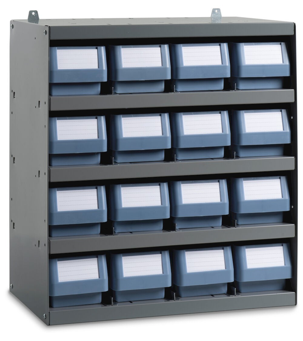 Scaffale a 5 ripiani con 16 cassette RK Box Classic, L496 x P304 x H546