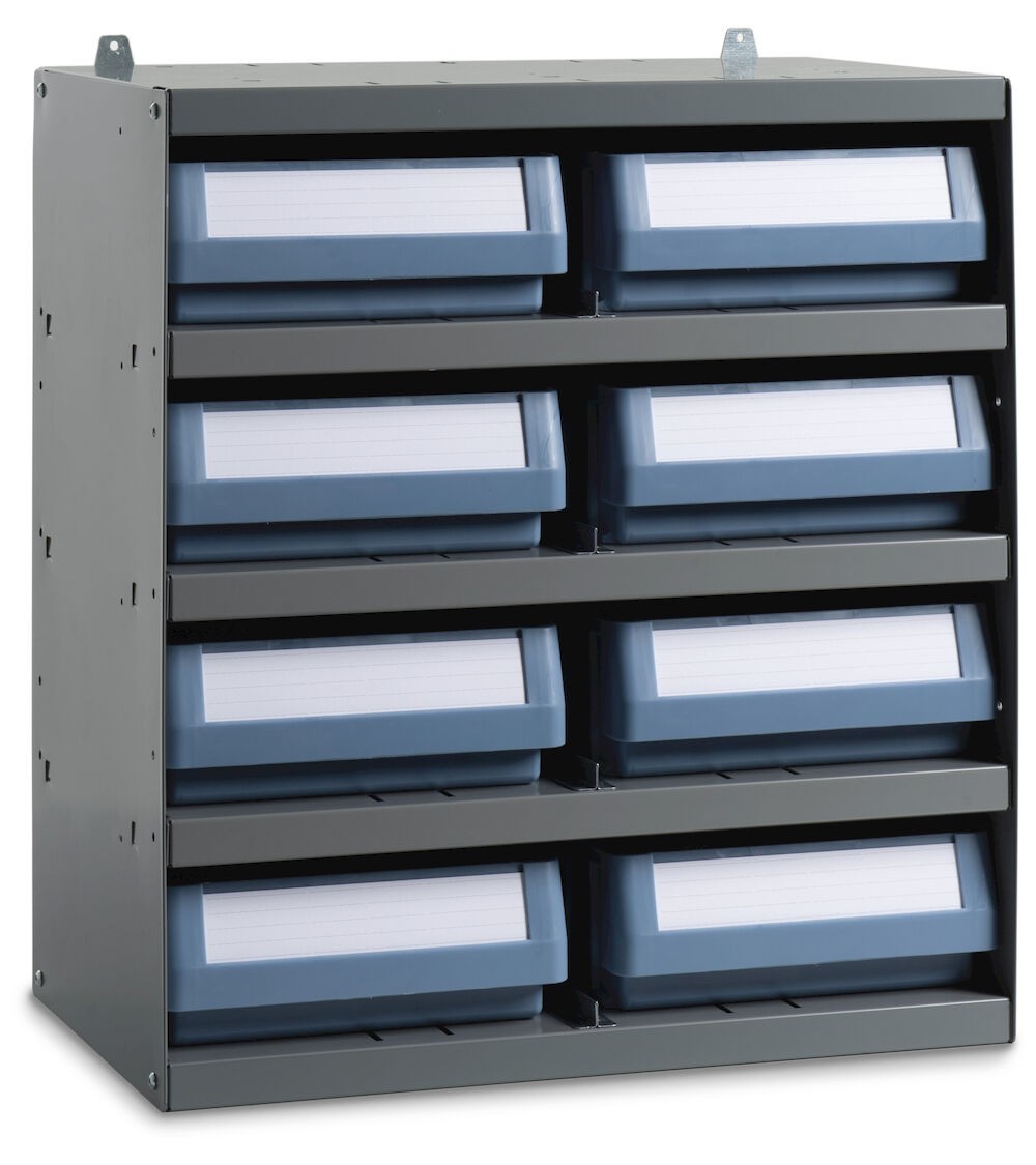 Scaffale a 5 ripiani con 8 cassette RK Box Classic, L496 x P304 x H546