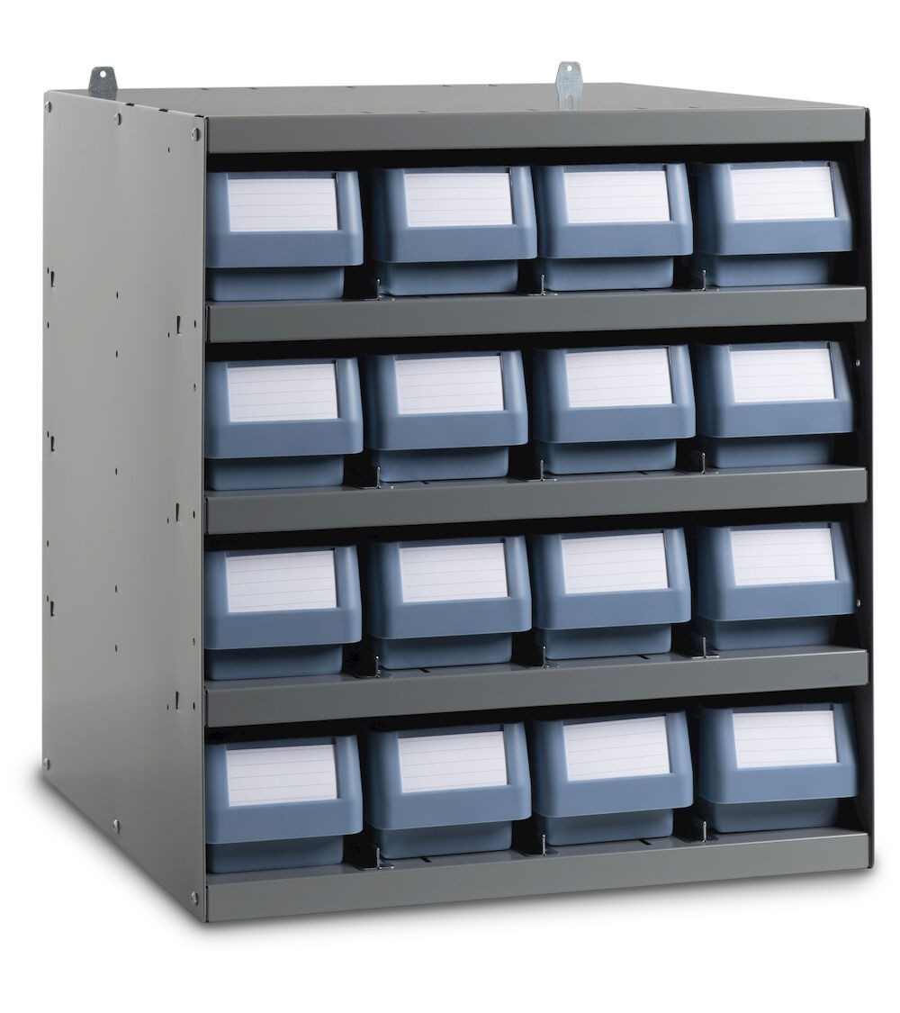 Scaffale a 5 ripiani con 16 cassette RK Box Classic, L496 x P504 x H546