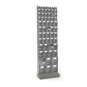 Scaffalatura per minuterie con base e 61 cassetti Visual Box, H2100 mm