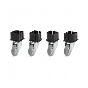 Kit 4 ruote girevoli in gomma standard per cassoni 1040 x 640 mm, Ø 100 mm, 200 kg