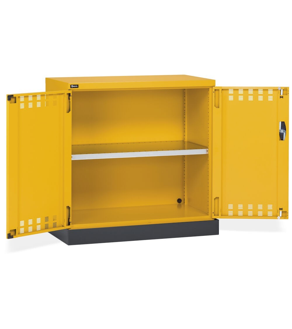 Armadietto per infiammabili vernici e solventi, 1 piano, 1 vasca esterna, L1048 x P600 x H1027 mm, PERFOM12013