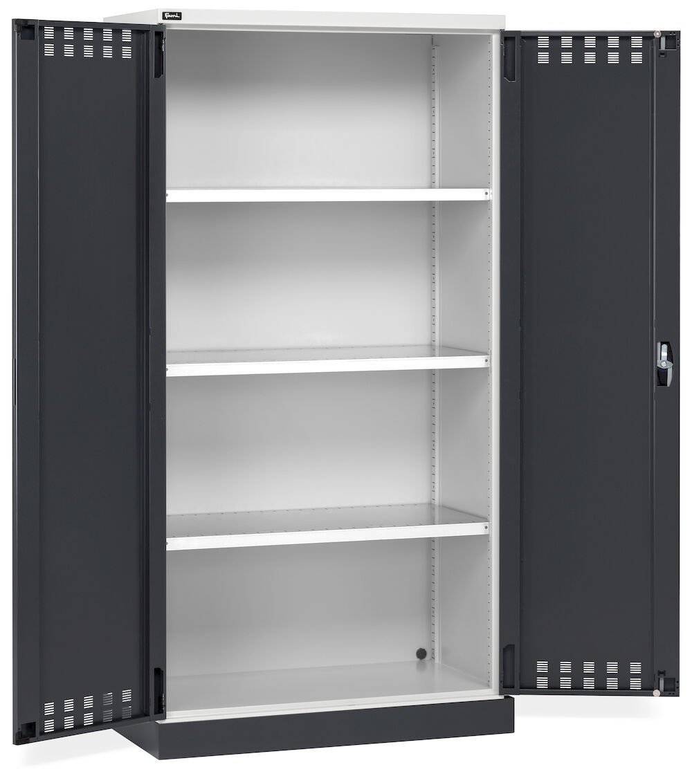 Armadio 2 ante a battente fessurate, 3 ripiani, 1 vasca stagna esterna, L 1048 x P 600 x H 2027 mm, PERFOM14026