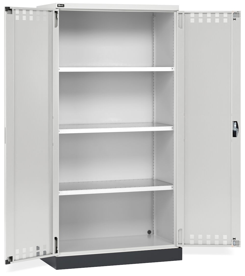 Armadio 2 ante a battente fessurate, 3 ripiani, 1 vasca stagna esterna, L1048 x P600 x H2027 mm, PERFOM14027